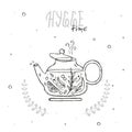 Hygge time with teapot on white background